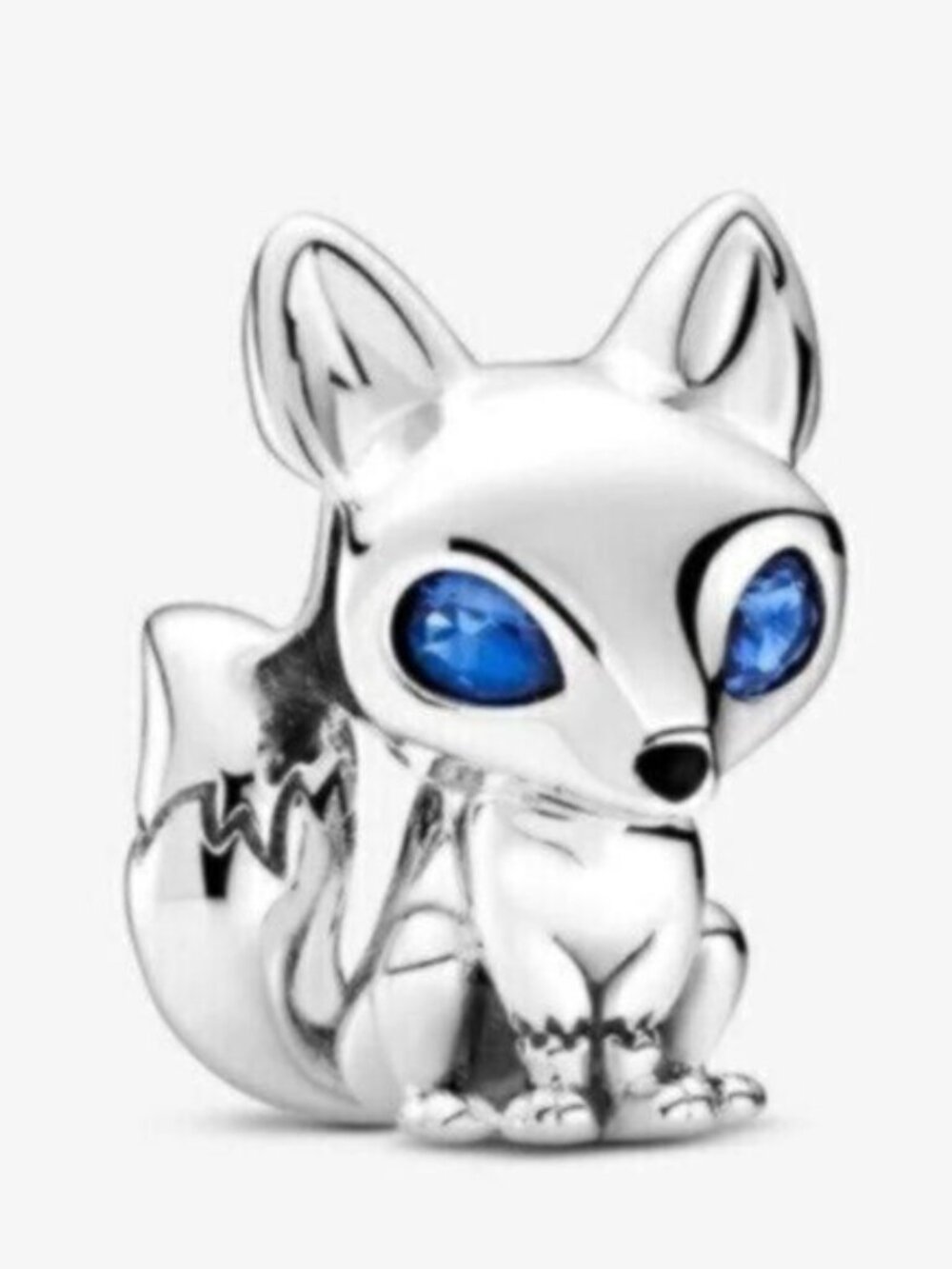 Pandora Silver Fox Charm with Blue Eyes